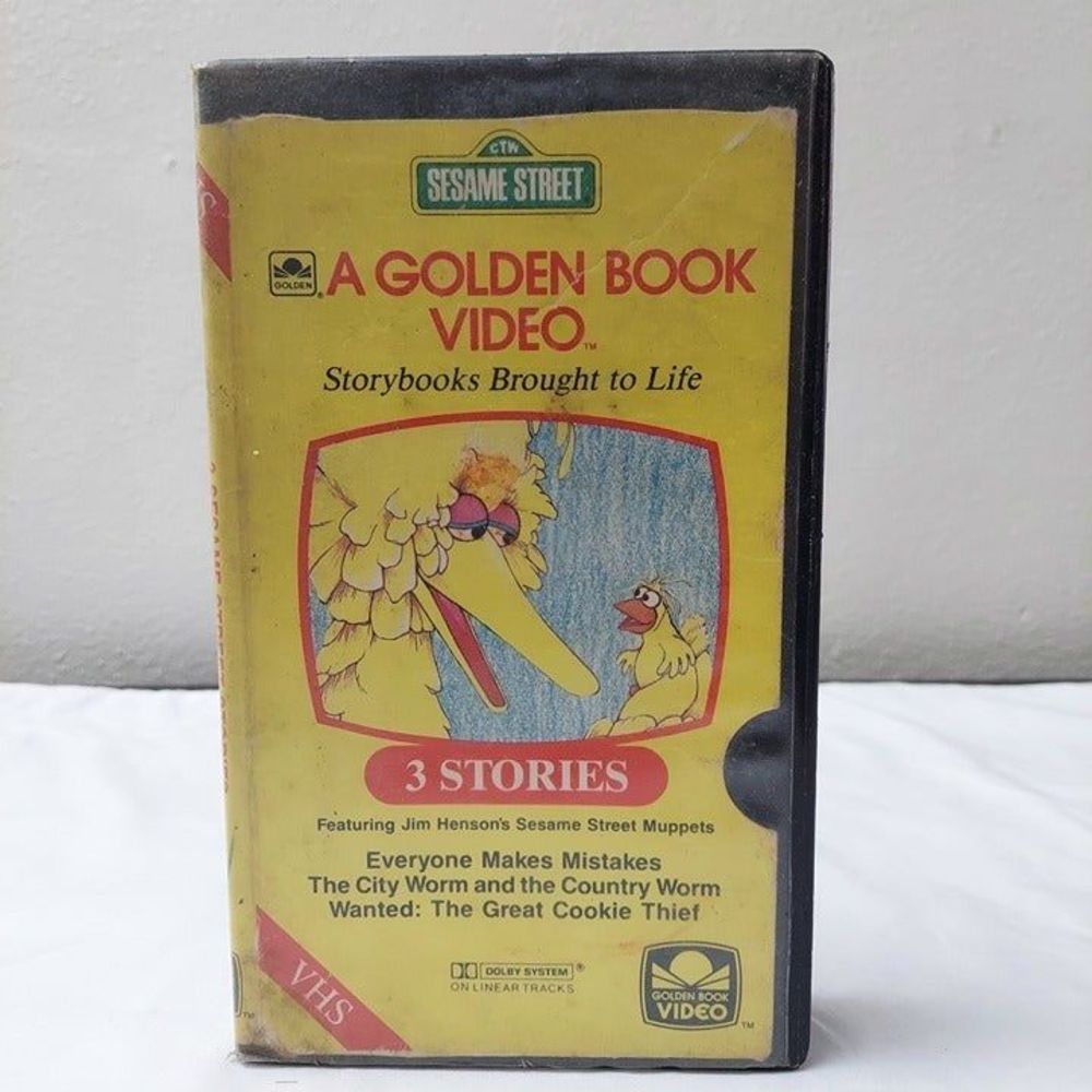Sesame Street A Golden Book Video 3 Stories VHS Vintage Clamshell 1985